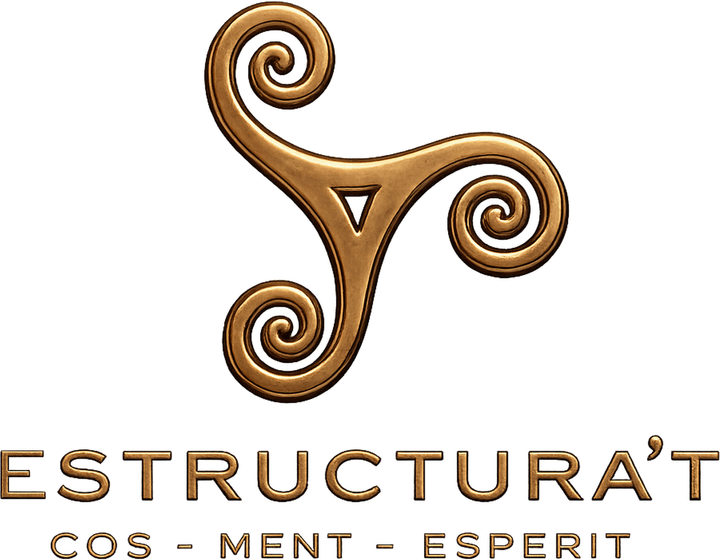 Triskel d’Estructura’t, amb el lema Cos · Ment · Esperit